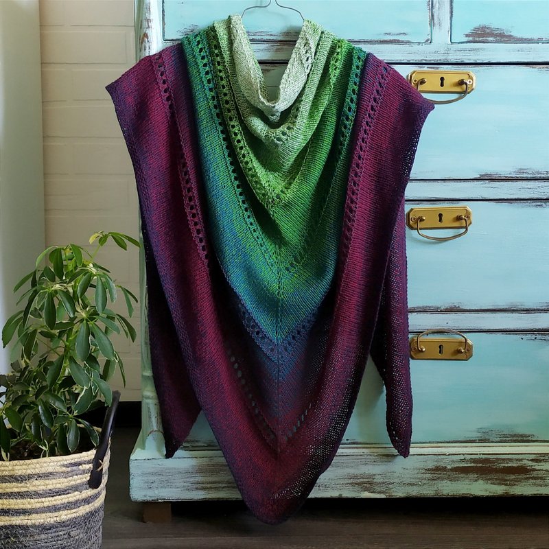 Big multicolored knitted shawl/ Knitted accessories - Knit Scarves & Wraps - Other Materials Multicolor