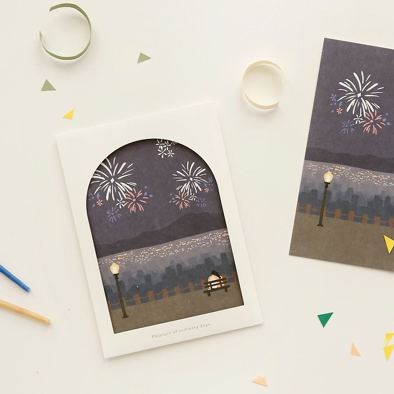 Window of the World Card Set -04 Night Fireworks, E2D09413 - การ์ด/โปสการ์ด - กระดาษ สีน้ำเงิน