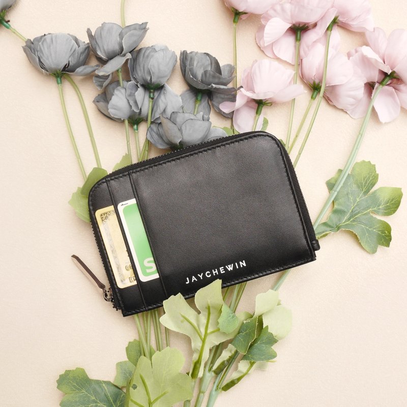 錢包短夾 錢包 Flat Wallet 短皮夾 / Black 黑 - 錢包/皮夾/長短夾 - 真皮 黑色
