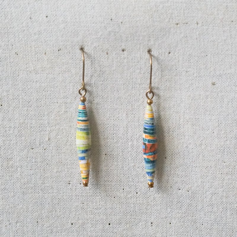 [Small roll paper hand-made/paper art/jewelry] multi-color optional pastoral pattern spindle earrings - ต่างหู - กระดาษ หลากหลายสี