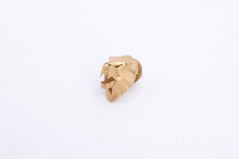 Lion Lapel Pin - Brooches - Silver Gold