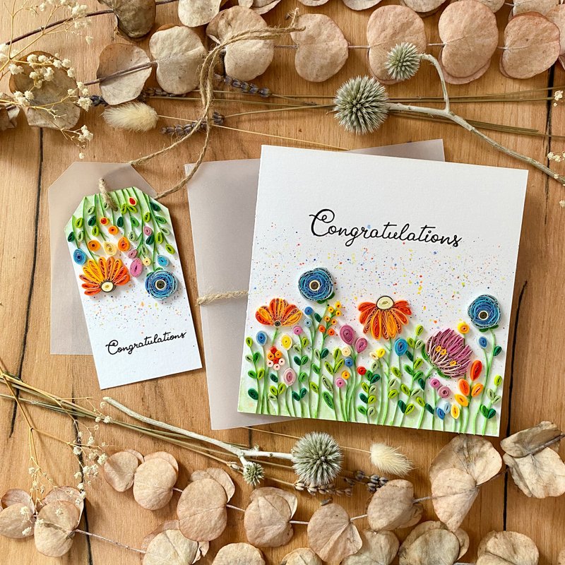 Greeting Card + Gift Tag - Congratulations - การ์ด/โปสการ์ด - กระดาษ หลากหลายสี