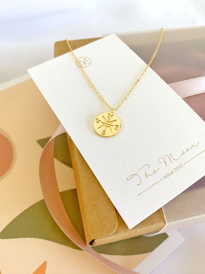 Washable Gold Necklace-Looking for Islands 18K Gold Compass - สร้อยคอ - โลหะ สีทอง