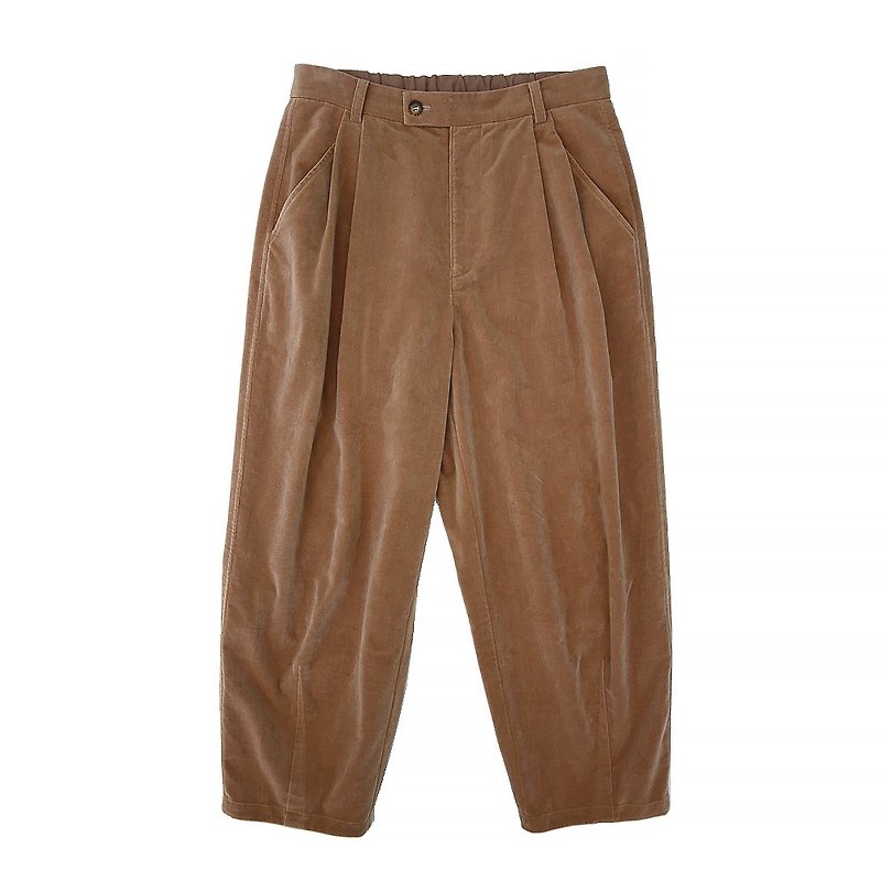 Velveteen fabric Pants - กางเกงขายาว - ผ้าฝ้าย/ผ้าลินิน สีกากี