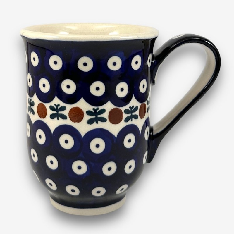 Polish hand-painted pottery-Pangpang Cup 340ml Peacock Eye Series Designer Model - Cups - Pottery Blue