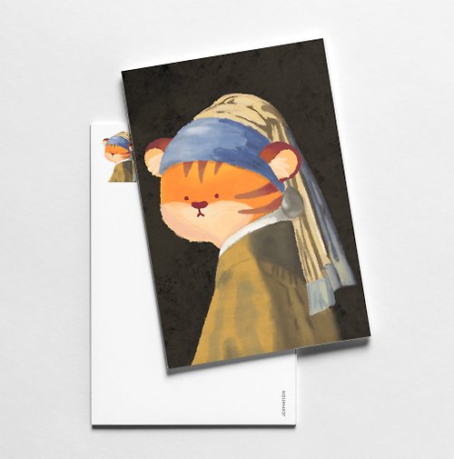 Jormation Girl With A Pearl Earring Art Parody Postcard