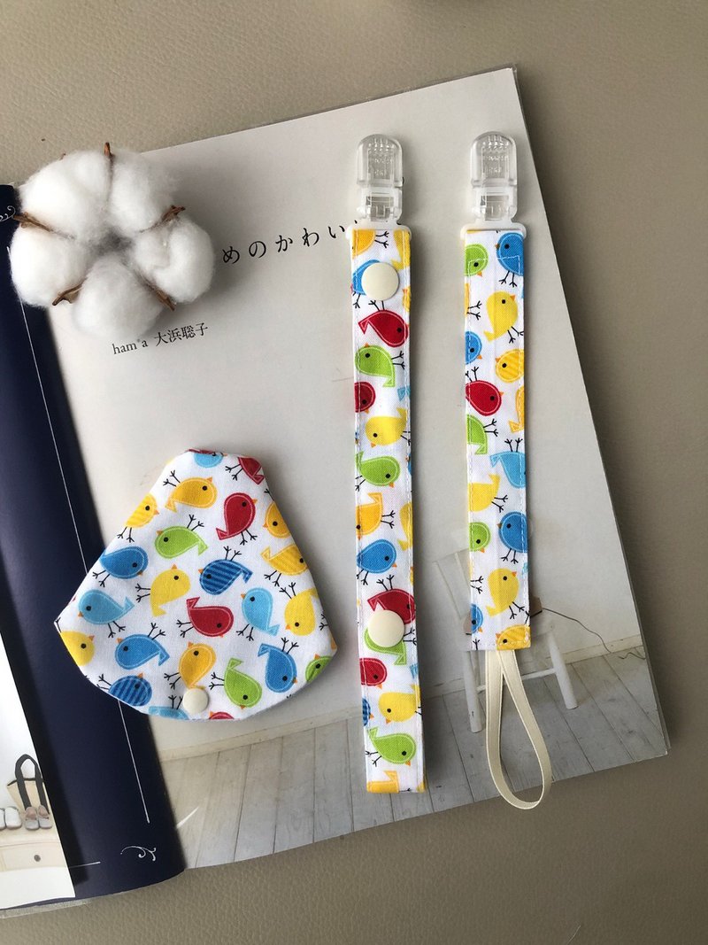 Pacifier chain + pacifier protective cover colorful bird American cotton toy chain - ของขวัญวันครบรอบ - ผ้าฝ้าย/ผ้าลินิน หลากหลายสี