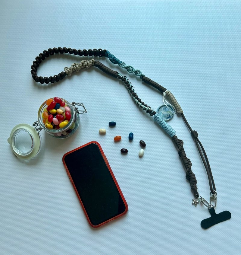 巧克力瑪雅藍傘繩揹帶ft.小花金屬掛飾一可調節長度 - 手機掛繩/背帶 - 尼龍 