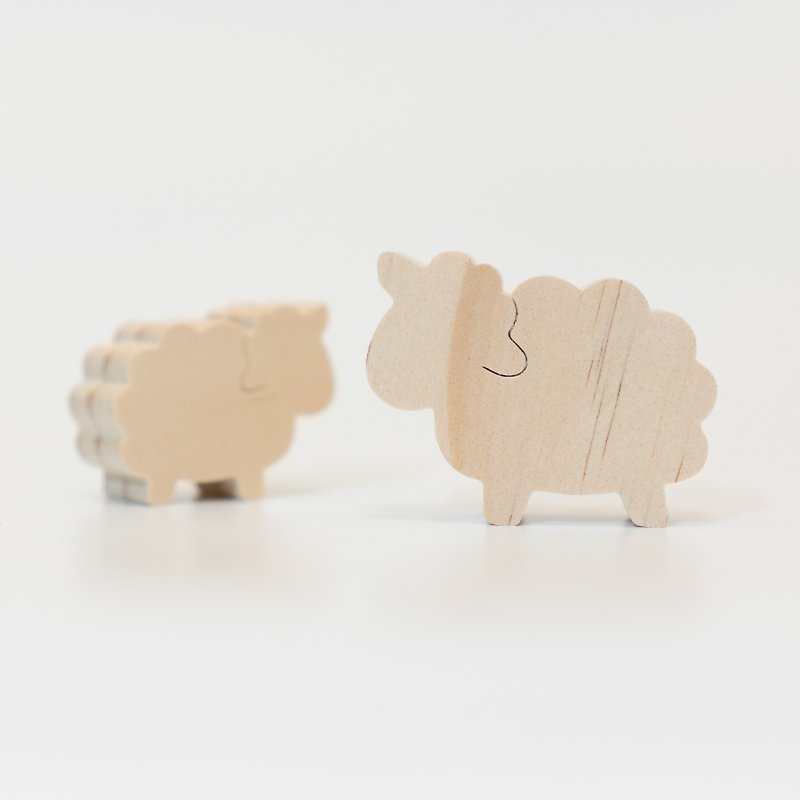 wagaZOO厚切造型積木 農場系列－羊、牛、豬 - 擺飾/家飾品 - 木頭 卡其色