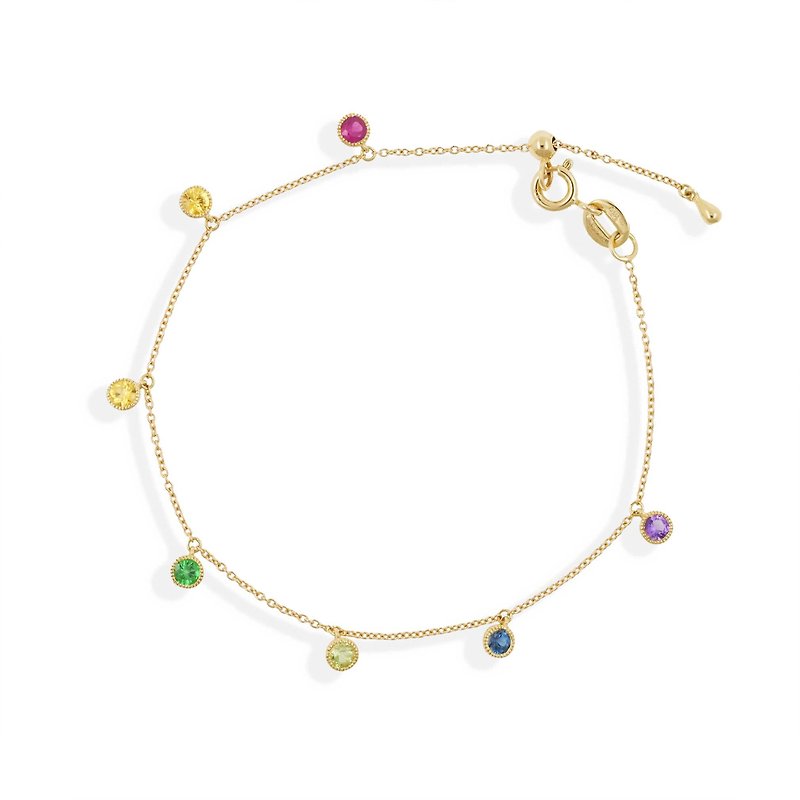 Dangling Rainbow Bracelet | 垂掛彩虹寶石手鏈 | 18K 黃金 - 手鍊/手鐲 - 貴金屬 多色