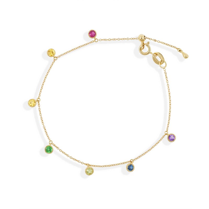 Dangling Rainbow Bracelet | 垂掛彩虹寶石手鏈 | 18K 黃金 - 手鍊/手環 - 貴金屬 多色