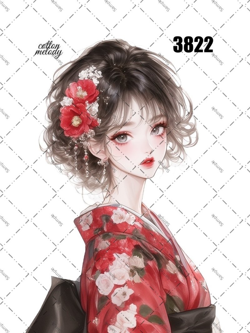 original sticker no.3822 人物ステッカー オリジナルステッカー オリジナル人物ステッカー 装飾ステッカー cotton melody - 貼紙 - 紙 