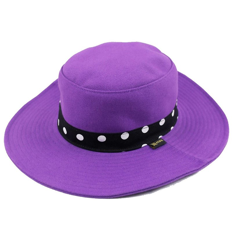 ATIPA หมวกปานามาปีกกว้าง ทรงเป๊ะ พับได้ ใส่ไปเดินแฟชั่น - หมวก - ผ้าฝ้าย/ผ้าลินิน สีม่วง