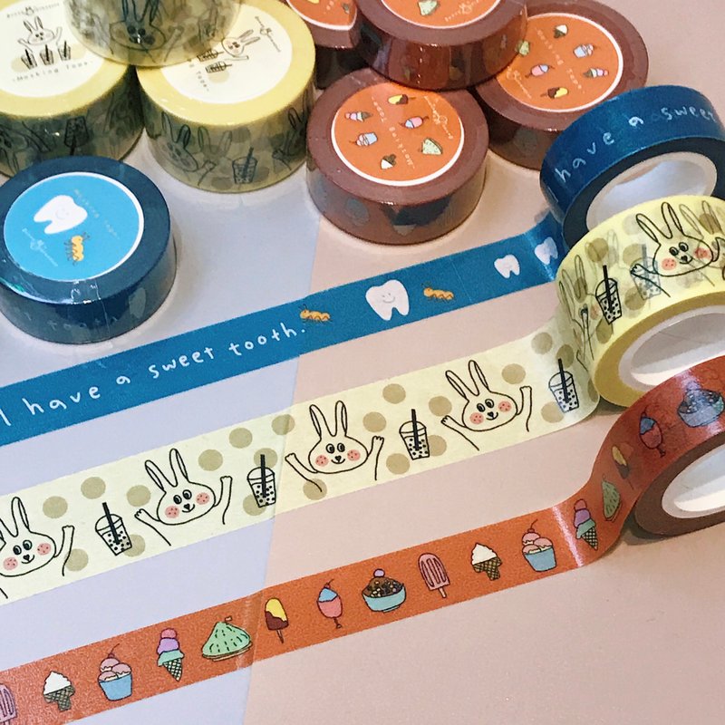 【安心出貨】Sweet tooth 紙膠帶 (3款) / 現貨 - 紙膠帶/和紙/PET - 紙 多色