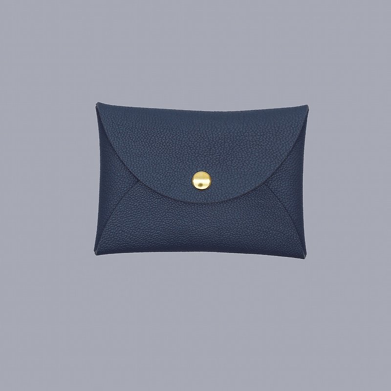 Customized Gift Genuine Leather Macarons Dark Blue Card Holder/Wallet/card holder/cardcase - Card Holders & Cases - Genuine Leather Blue