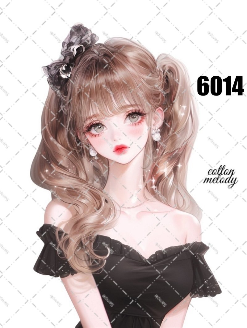 original sticker no.6014 人物ステッカー オリジナルステッカー 人物ステッカー 女の子ステッカー オリジナル人物ステッカー - 貼紙 - 紙 