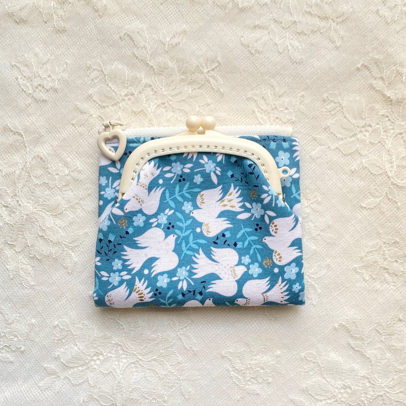 和平鴿的祝福口金拉鍊2用包升級版2.0 - 錢包/皮夾/長短夾 - 棉．麻 