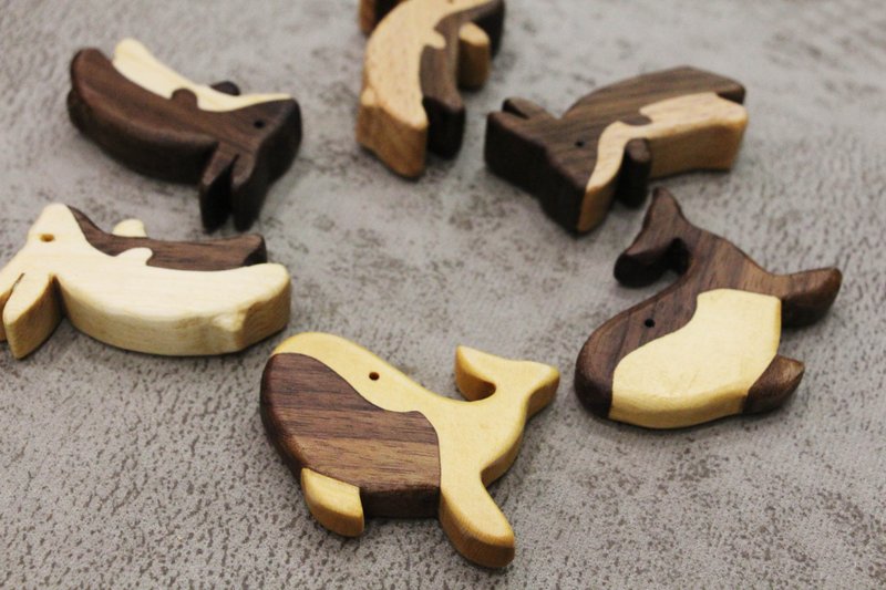 原木拼接動物系列項鍊 木吊飾 鑰匙圈 送禮 木質 - 項鍊 - 木頭 咖啡色