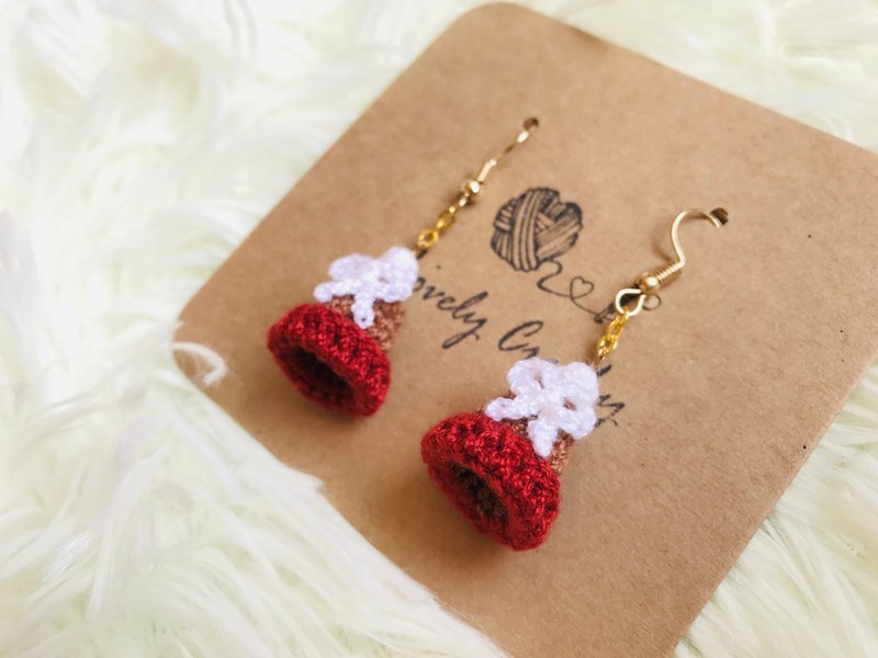 Christmas Gift, Christmas Hat Crochet Earrings, Christmas Crochet Earrings - Earrings & Clip-ons - Thread Red