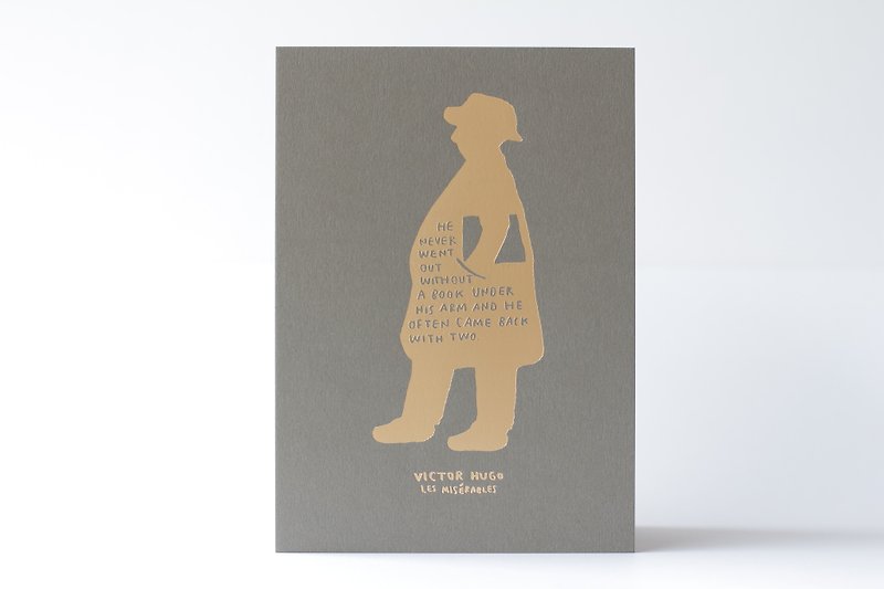 Quotes on Books - Victor Hugo - Gold Foil Print - โปสเตอร์ - กระดาษ สีเทา