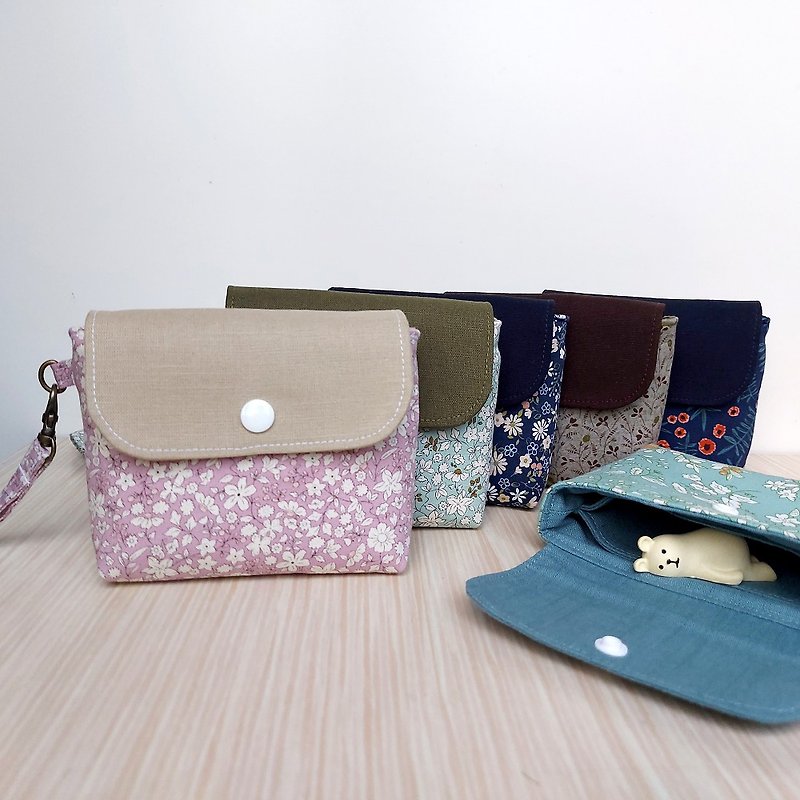 Three-layer small storage bag [flower series] - กระเป๋าเครื่องสำอาง - ผ้าฝ้าย/ผ้าลินิน 