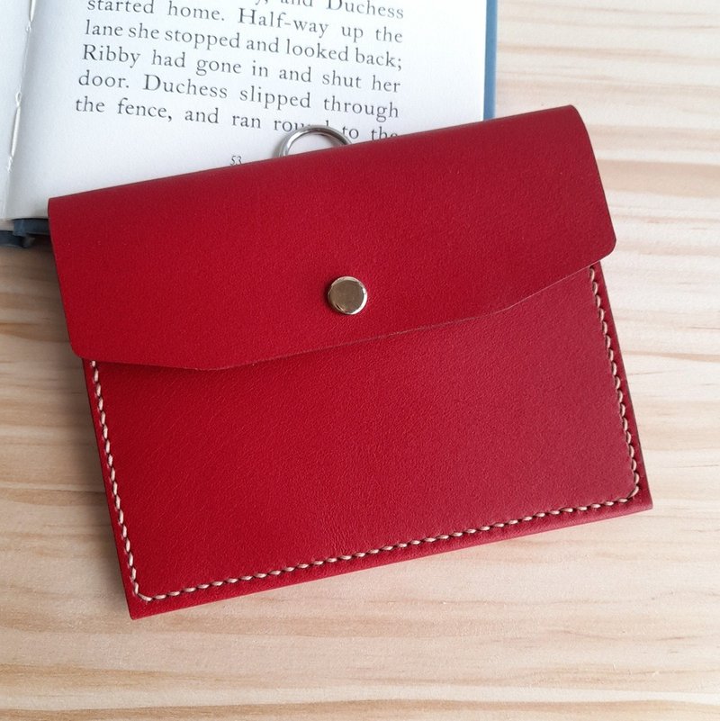 レザー小銭入れ / ハンドメイド / 上質な逸品 / レッド - 名刺入れ・カードケース - 革 