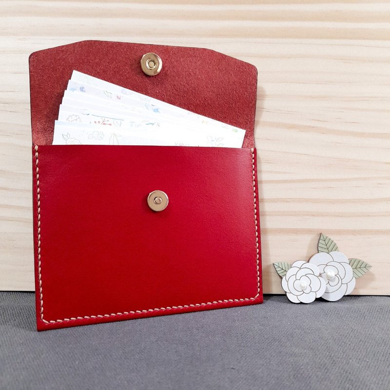 【名片夾 - 紅色】高級皮革  手工訂製 - 名片夾/名片盒 - 真皮 