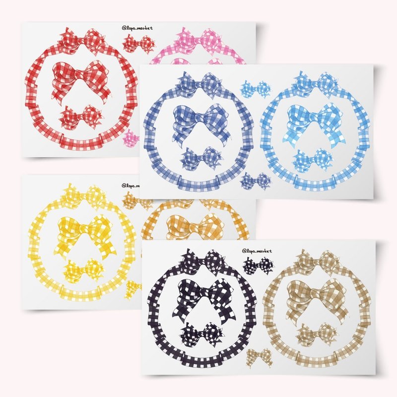 Check Mood Lace Ribbon Frame Sticker Set — 28 sheets - 貼紙 - 紙 