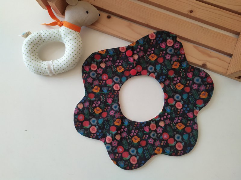 [Ships within 5 days] Swivel Bib, Korean Cotton, Watercolor Floral, 360° Bib, Baby Bib - Baby Gift Sets - Cotton & Hemp Multicolor