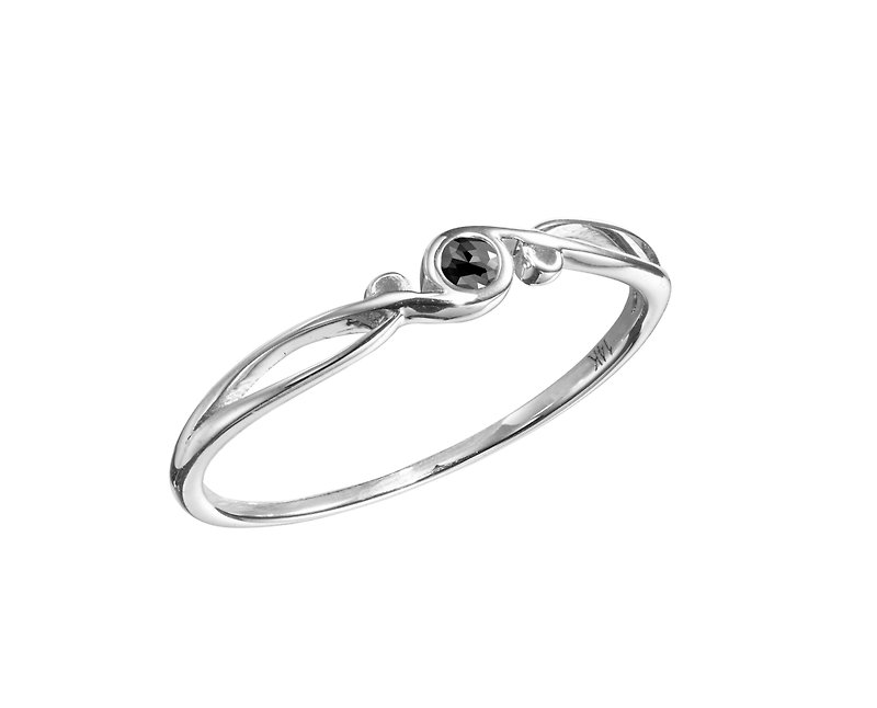 White Gold Black Diamond Ring, Diamond Wedding Band Set, Engagement Ring for her - แหวนทั่วไป - เพชร สีดำ