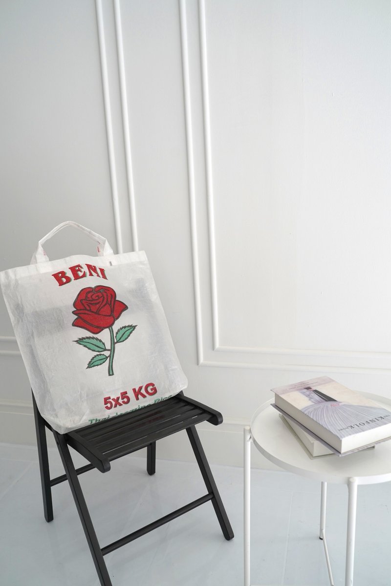 Beni Rose Upcycled Rice Sack Bag (Opaque White) - Other - Plastic Transparent