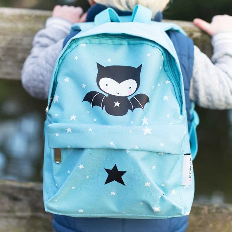【絕版特賣】荷蘭aLittleLovelyCompany – 可愛蝙蝠幼幼迷你背包 - 防走失/兒童背包 - 聚酯纖維 藍色