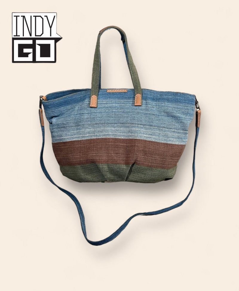 INDYGO 009 Hand Woven 2-way Bag - Handbags & Totes - Cotton & Hemp Green