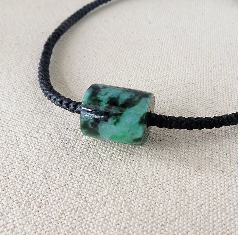 [Lucky Road Lutong] Huaqing Emerald Silk Wax Necklace [eight-part series] Lucky, anti-little - Necklaces - Gemstone Black