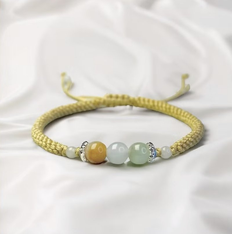 【圓滿】冰種多彩翡翠圓珠編織手鍊 | 天然緬甸玉A貨翡翠 | 送禮 - 手鍊/手環 - 玉石 多色