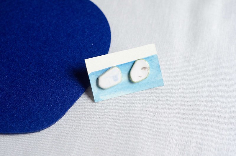 Marble pebbles earrings - Earrings & Clip-ons - Pottery Blue