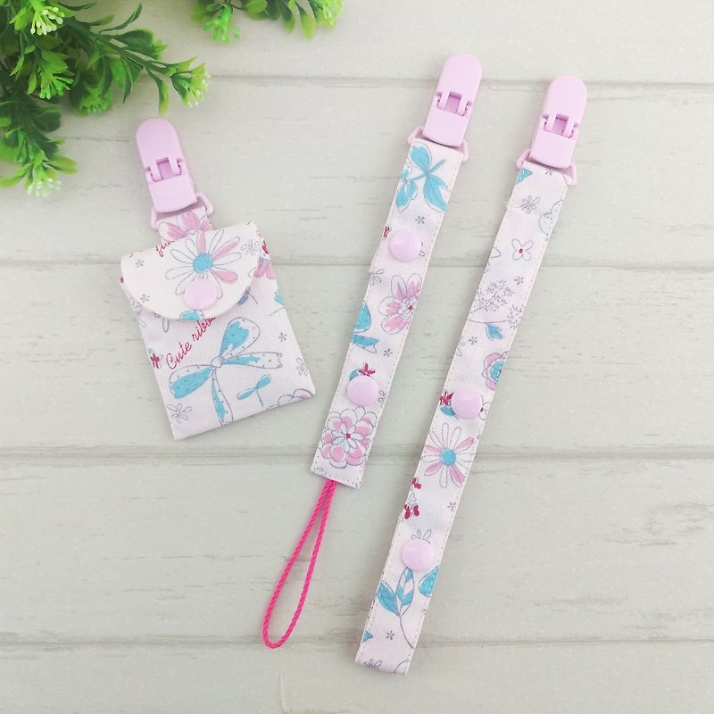 Pastel girl style. Peace symbol bag + pacifier chain (Fun bag can be increased by 40 embroidery name) - Baby Gift Sets - Cotton & Hemp Pink