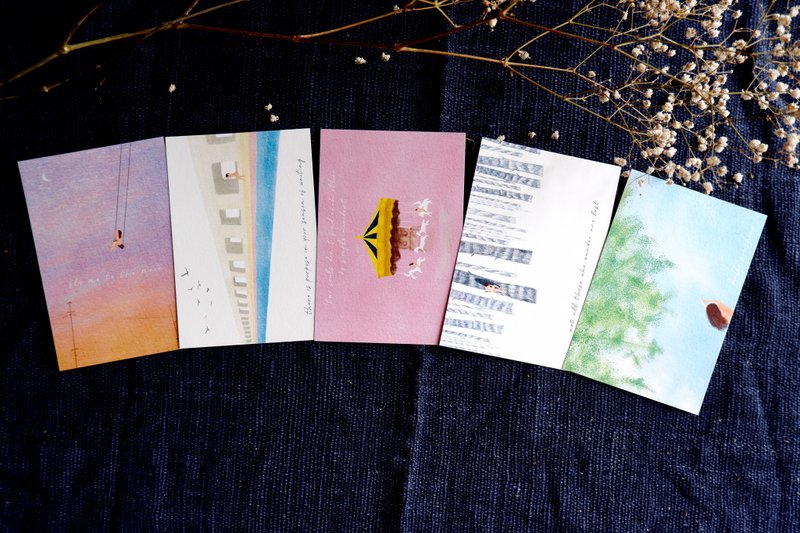 [Wandering in different corners of the world series] 5 original hand-painted postcards in total - Cards & Postcards - Paper 