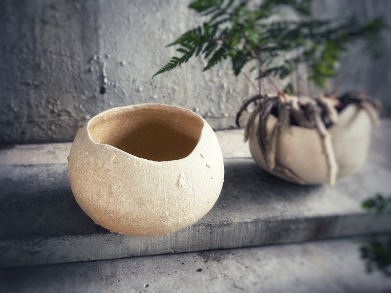 White pottery dance pot/Cretaceous dinosaur egg flowerpot-Minghuang coconut - Plants - Pottery 