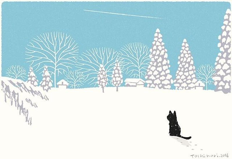 Tabineko illustration print (A3 size) |. 01 winter of contrails | Posters - โปสเตอร์ - กระดาษ สีน้ำเงิน
