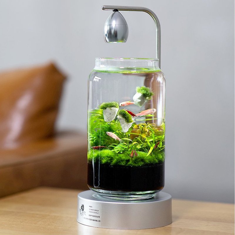 玻璃 其他 透明 - 積木印象 活水草生態紓壓懶人魚缸 生態瓶造景系列(三段觸控燈款)