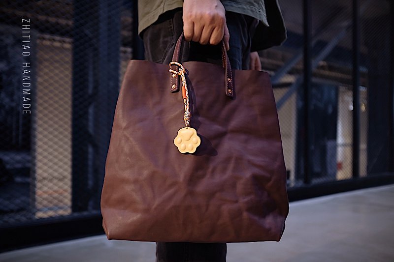 Original Tote Bag Retro Design Handmade First Layer Leather Handheld - Handbags & Totes - Genuine Leather Multicolor
