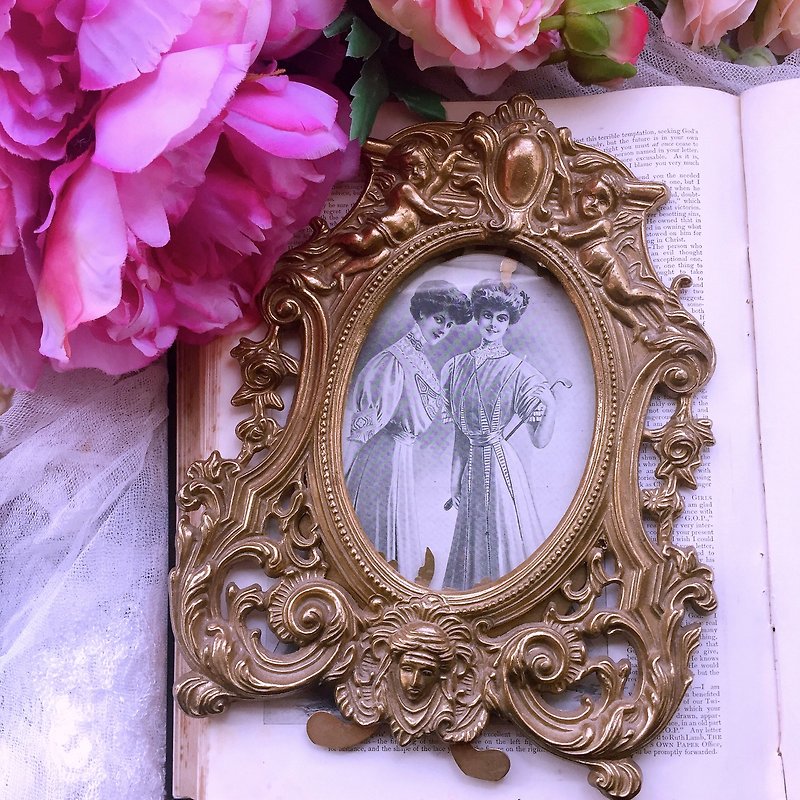 Gold and silver, British, British style, bronze, silver, British, small angel, handmade antique, picture frame, brass picture frame - Other - Copper & Brass Gold