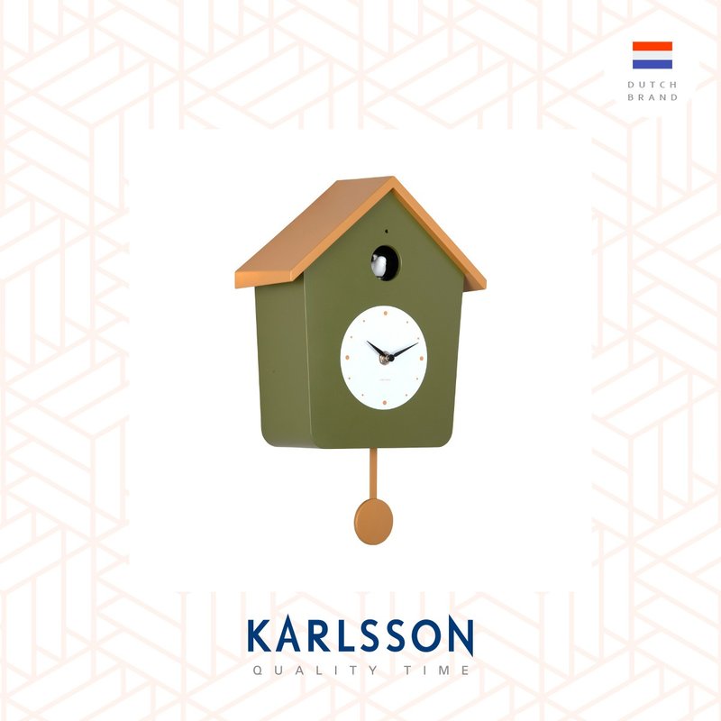 荷蘭Karlsson, Cuckoo Light 綠/黃色搖擺布谷鳥掛鐘(整點報時) - 時鐘/鬧鐘 - 塑膠 綠色