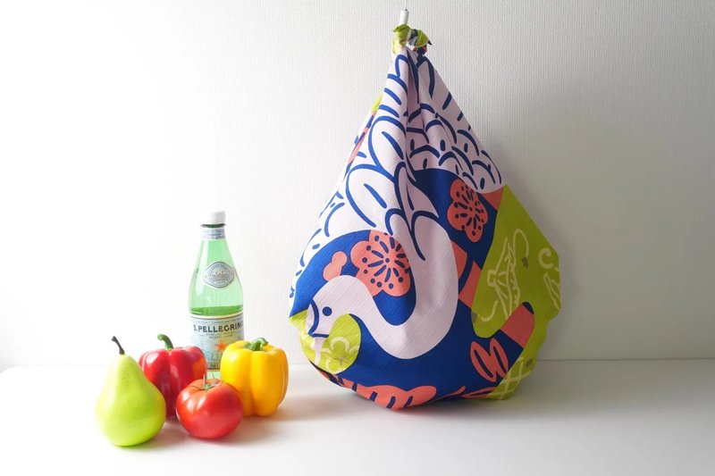 【預購】京都mashu手工製風呂敷 – 鶴龜 / 二巾 日本製 純棉 - 絲巾 - 棉．麻 粉紅色