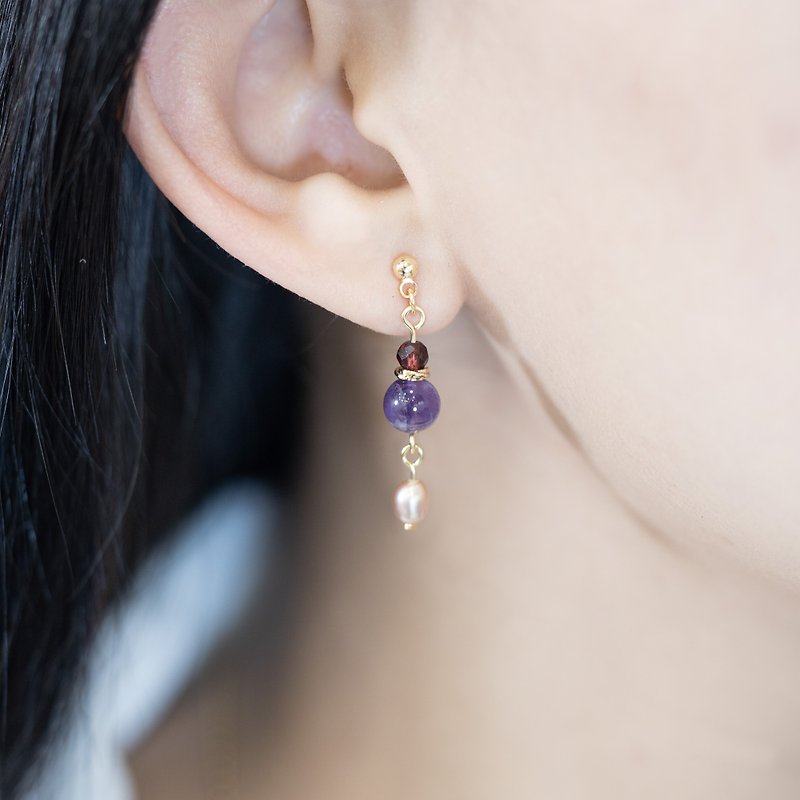 Stars Dancing in the Blue Heart Lake│Crystal Earrings Clip-on Earrings - Earrings & Clip-ons - Crystal Purple