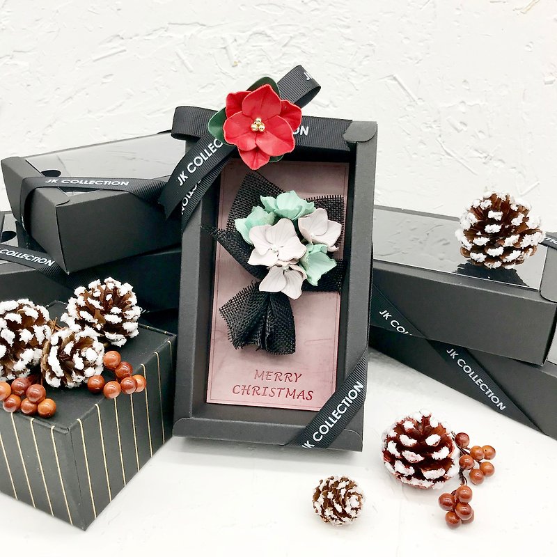 【Christmas Special】Mini-Leather Hydrangea Bouquet Pin Boxset - เข็มกลัด - หนังแท้ หลากหลายสี