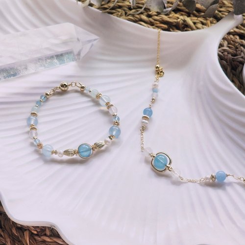 n*o様 luxe Essence アクアマリン＆ブルーカルセドニー ブレスレッ n*o様 luxe Essence アクアマリン＆ブルーカルセドニー