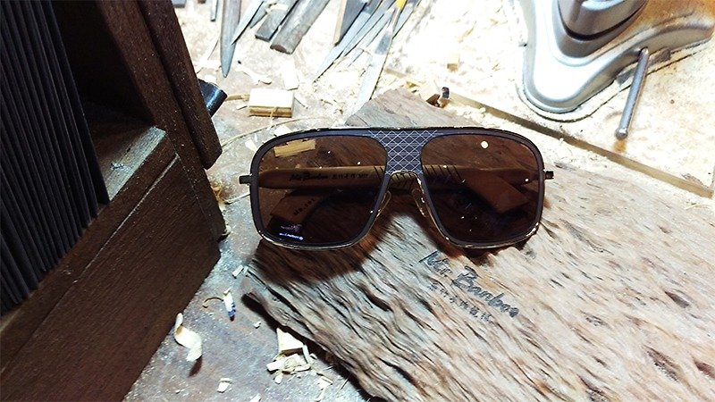 [MB] Taiwan handmade glasses retro sunglasses series exclusive feel action art technology Aesthetics - Glasses & Frames - Bamboo Gold