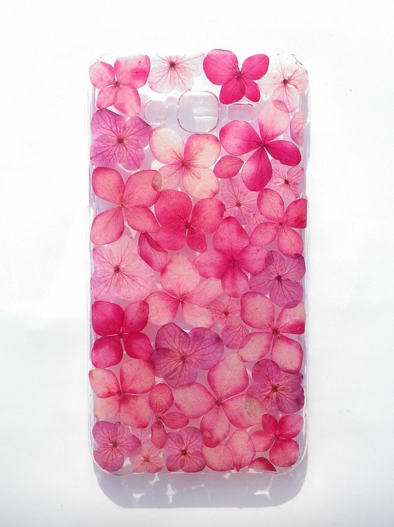 Anny's workshop hand-made pressed flower phone case, Samsung Galaxy J7, pretty bright colors - Phone Cases - Plastic Pink